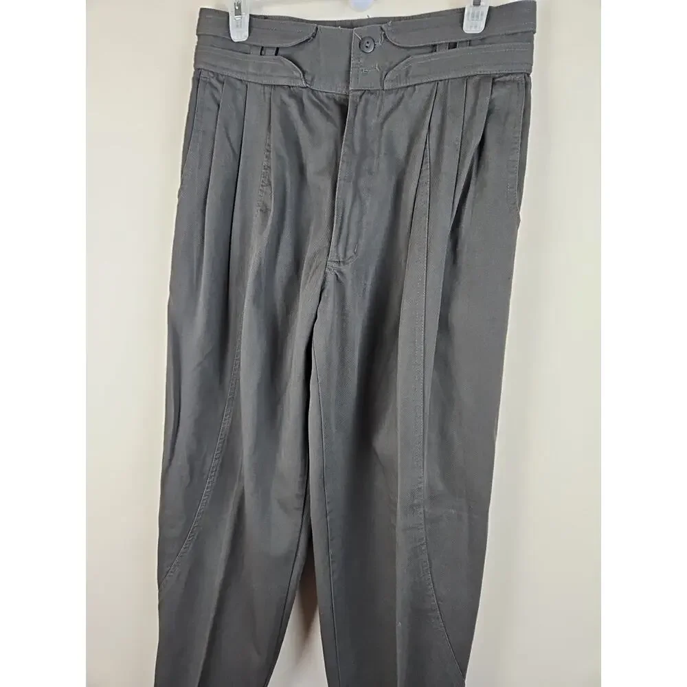 Vtg 90's Bugle Boy Pant 30x33 Gray pleated Parachute Super Baggy Tapered